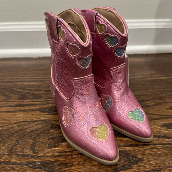 Lola + The Boys PINK IRIDESCENT HEART COWGIRL BOOTS size 22 6c toddler shoe - Picture 2 of 10